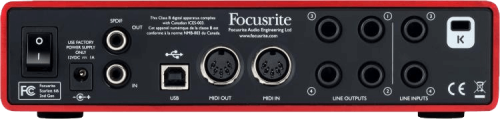 Face arrière de linterface audio Focusrite 6i6