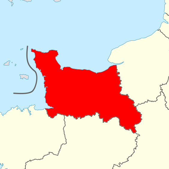 Région de Basse-Normandie surlignée sur une carte