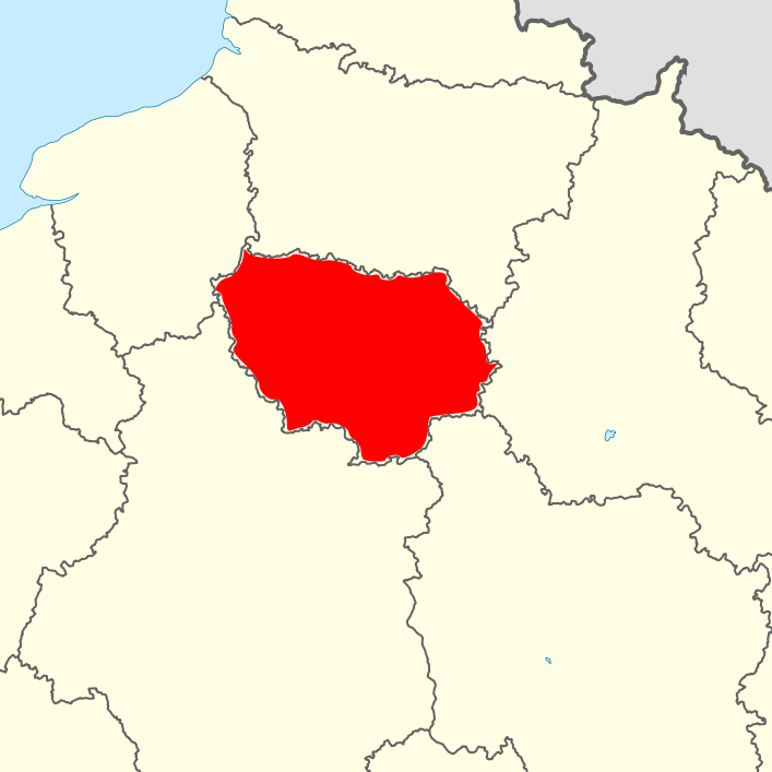 Région de Paris surlignée sur une carte